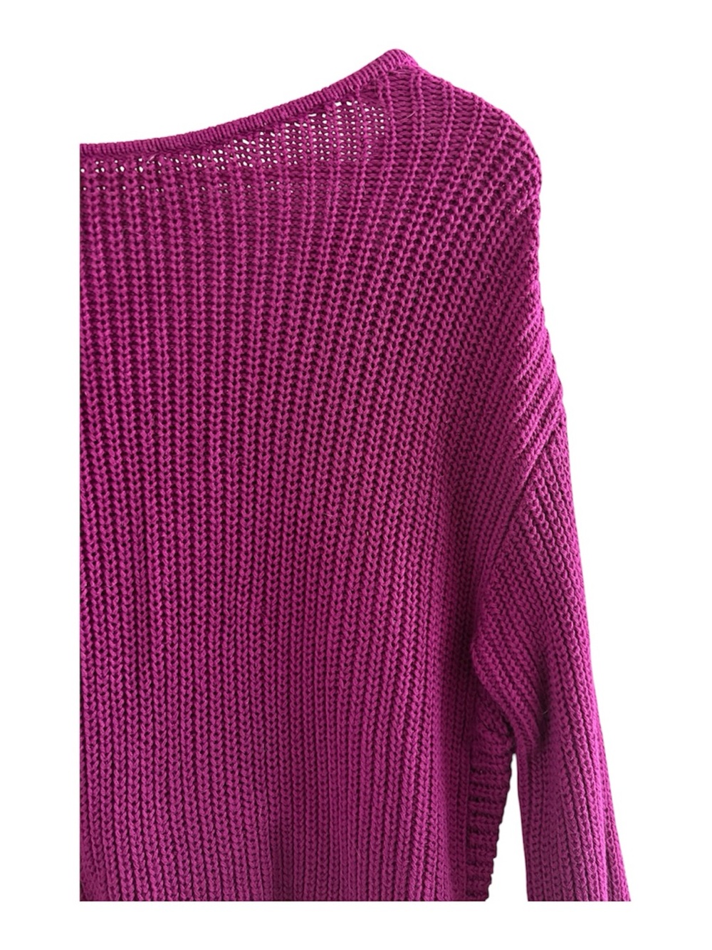 GAP Off-the-Shoulder Ribbed Sweater - Fuchsia - Picture 4 of 7